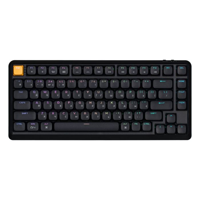 Клавіатура механічна Keychron J1 82Key, K pro Brown, WL/BT/USB-A, QMK, Hot-swap, EN/UKR, RGB, чорний