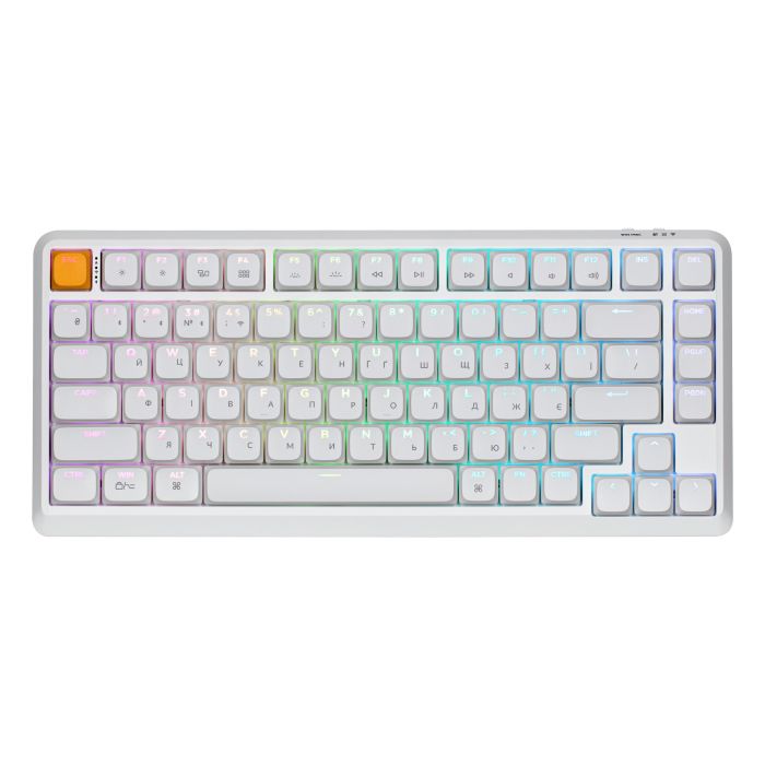 Клавіатура механічна Keychron J1 82Key, K pro Brown, WL/BT/USB-A, QMK, Hot-swap, EN/UKR, RGB, білий