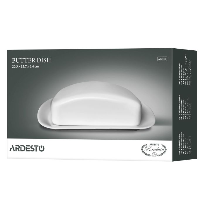 Маслянка ARDESTO, 20.3х12.7х6.4см, порцеляна, білий