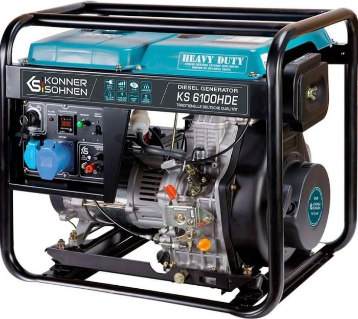 Генератор дизельный Konner&Sohnen KS 6100HDE (EURO V), 230В, 5.5/5.0кВт, электростарт, предстартовый пподогрев, 107кг.