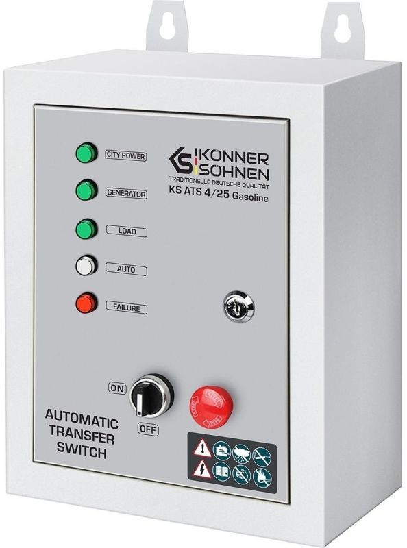 Блок автоматичного введення резерву (АВР) Konner&Sohnen KS ATS 4/25 Gasoline, 230-400В, 5.75(11.5)кВт, 25(50)А, 13кВт, 6кг