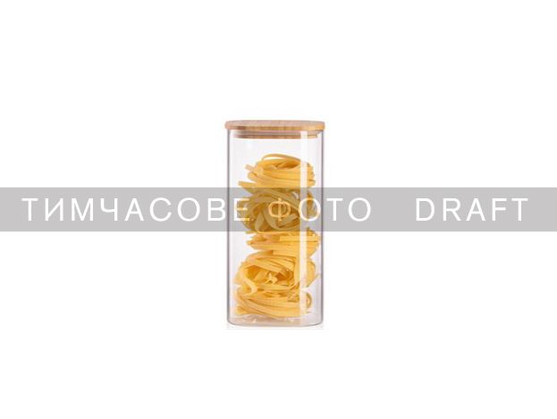 Банка для зберігання ARDESTO Midori 1300мл, скло, бамбук, квадратна, прозорий