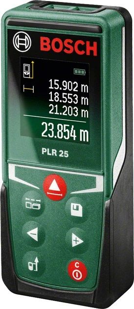 Далекомір лазерний Bosch PLR 25 005–2500м ±2мм 2AАAх1.5В 0.090кг