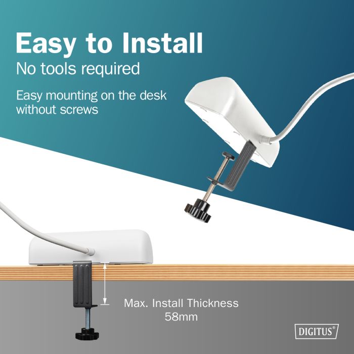 Блок розеток DIGITUS Office, 3xSchuko, 2xUSB-A, 1xUSB-C, 16A, 1.5м, вилка Schuko, белый