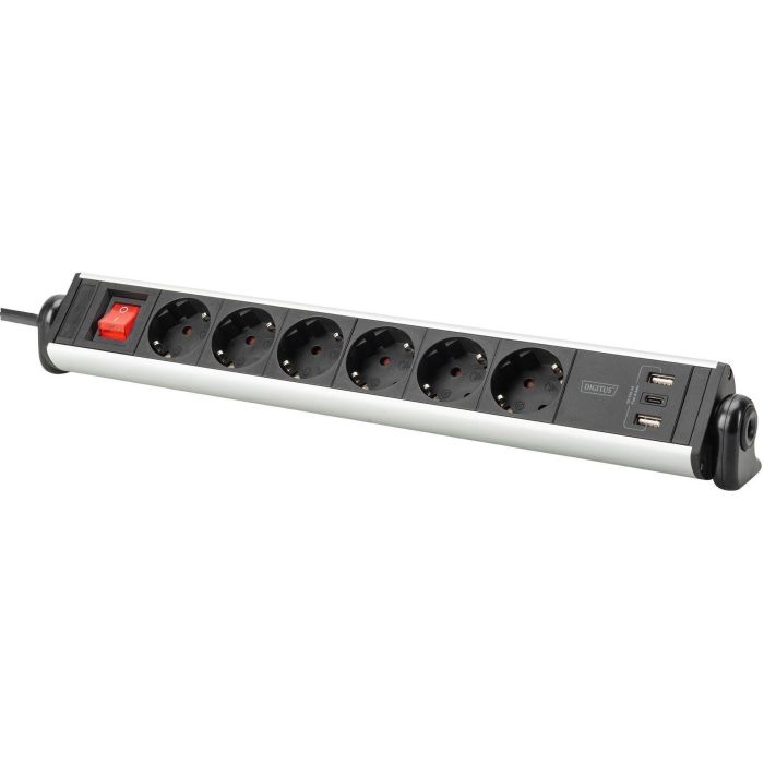 Блок розеток DIGITUS Office, 6xSchuko 16A, 3xUSB 2A, выключатель, 1.5м, вилка Schuko