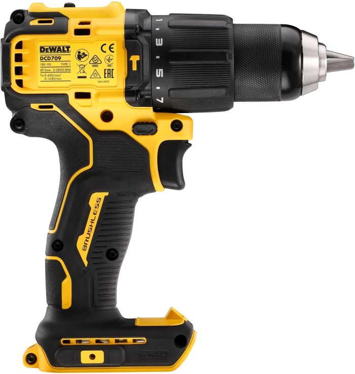 Дрель-шуруповерт ударная DeWalt бесщеточная XR Li-Ion 18В акб 2А·час 65Нм 450-1650об·мин патрон 13мм ЗП кейс 1.2кг