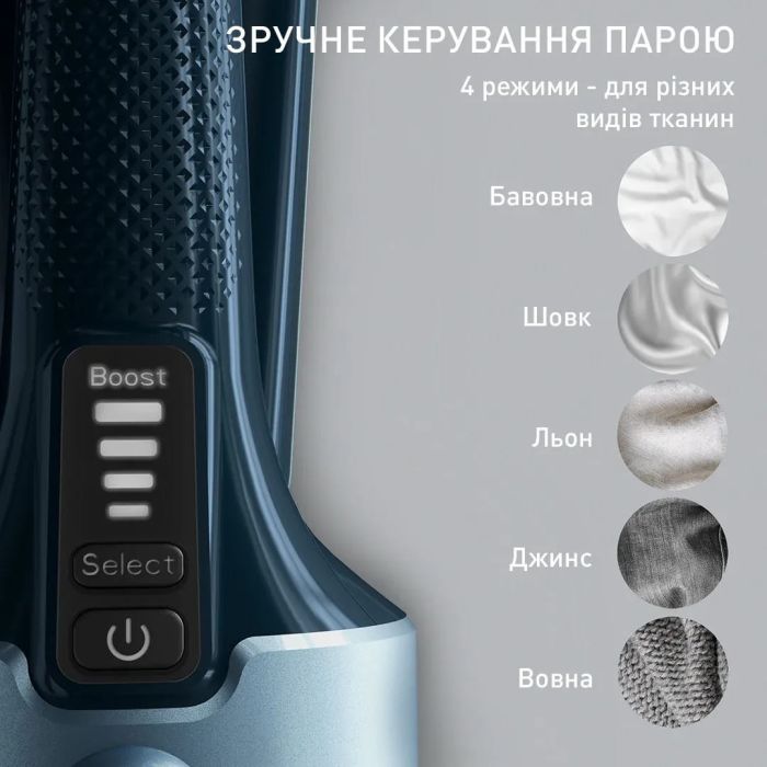 Відпарювач Tefal компактний Pure Force 3в1, 1800Вт, 180мл, постійна пара - 35гр, керам. підошва, синій