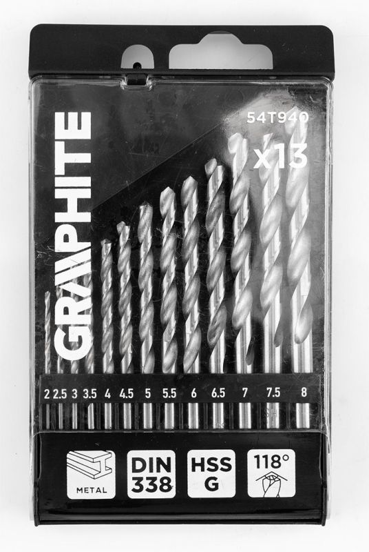 Набір свердел по металу GRAPHITE HSS HSS-G 2-8мм кейс 13шт