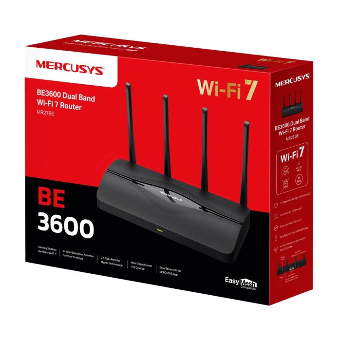 Маршрутизатор MERCUSYS  BE3600, 2xGE LAN, 1x2.5GE LAN, 1x2.5GE WAN, MESH Mercusys MR27BE