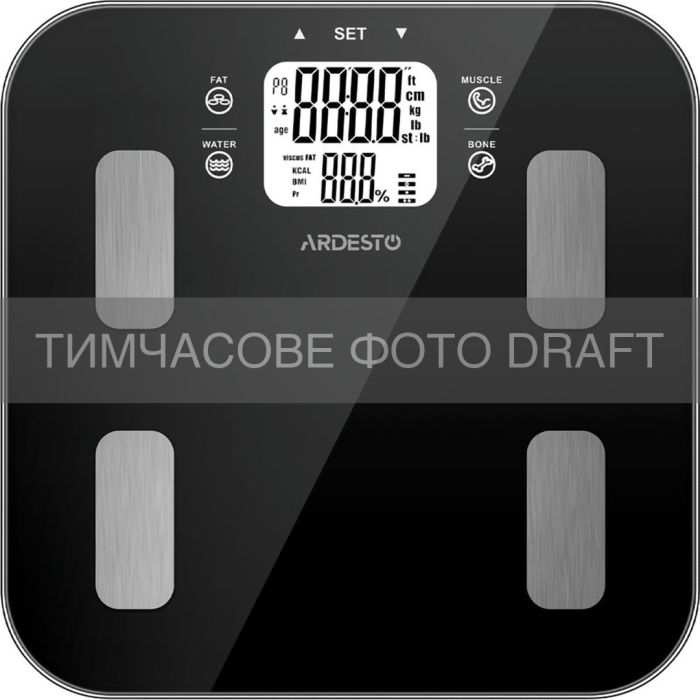 Весы ARDESTO напольные, 180кг, AAAx3 в компл, стекло, чорные