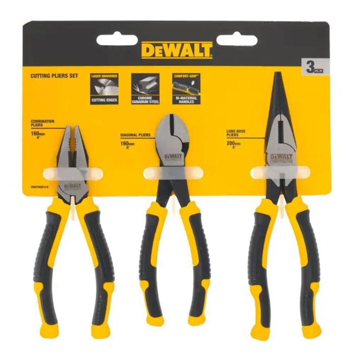 Набор инструментов шарнирно-губцевых DeWALT LASER HARDENED плоскогубцы, длинногубцы, кусачки 3шт