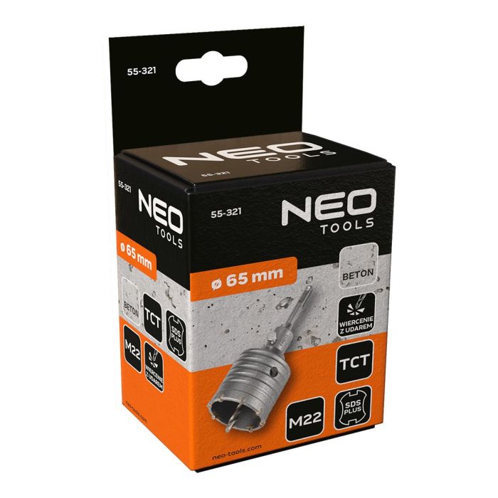 Коронка по бетону Neo Tools, биметаллическая, SDS+, 65мм