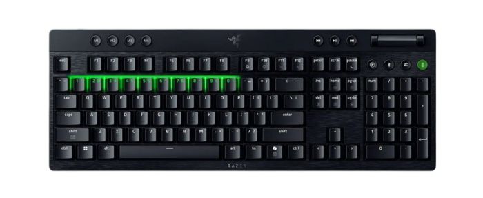 Клавиатура механическая Razer BlackWidow V4 Low-profile HyperSpeed, 104key, Green Switch, USB-A/WL/BT, EN, RGB, чёрный