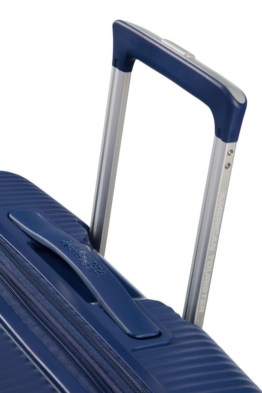 Чемодан American Tourister, Soundbox, полипропилен, средний, 67см, 71.5/81л, TSA, 4 колеса, EXP, тёмно-синий