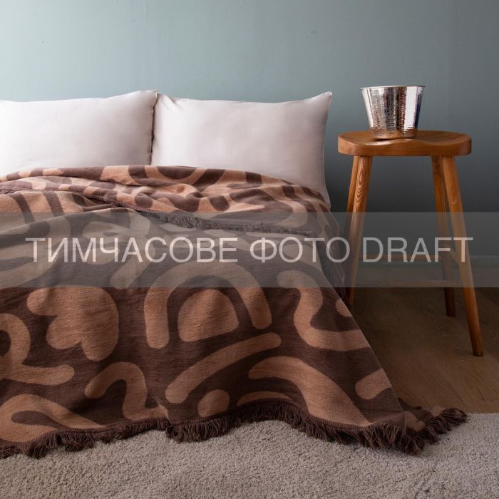 Плед ARDESTO Leonardo 200х220см, 50% бавовна, 30% поліестер, 20% акрил, малюнок, коричневий