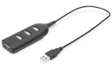 Концентратор DIGITUS USB 2.0, 4 порти, пасивний, чорний