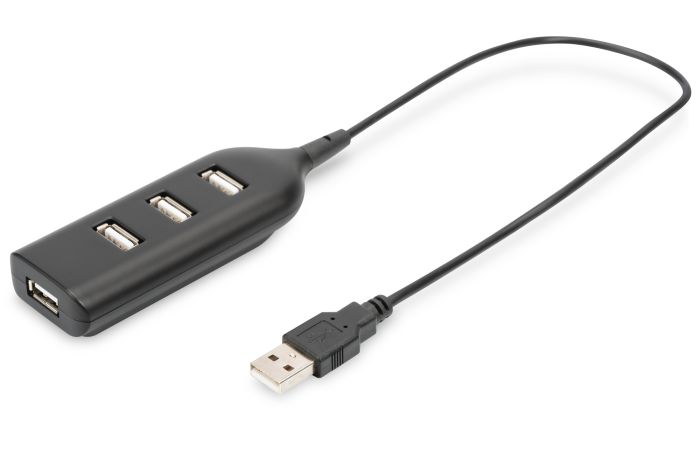 Концентратор DIGITUS USB 2.0, 4 порти, пасивний, чорний