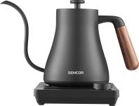 Электрочайник Sencor 0.6л, 5 темп.реж, сенс. управл., нерж. сталь, чорный