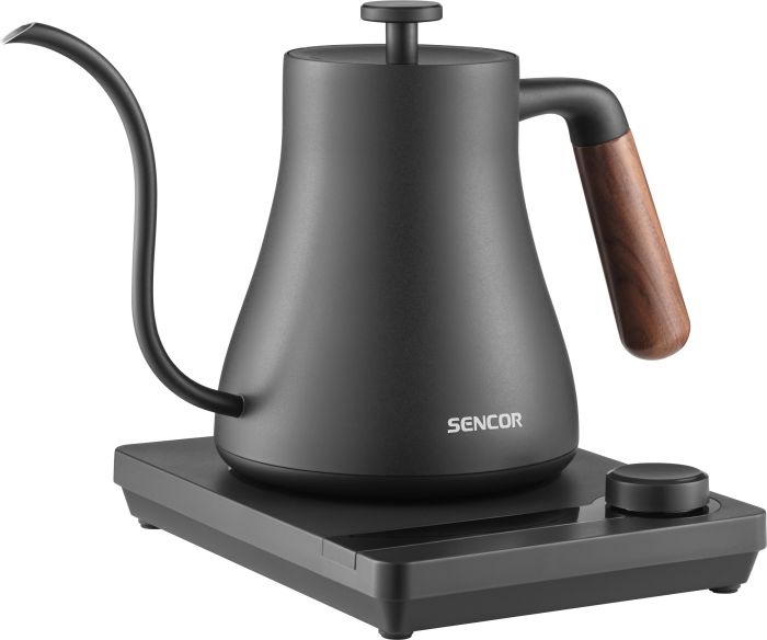 Электрочайник Sencor 0.6л, 5 темп.реж, сенс. управл., нерж. сталь, чорный