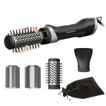 Фен-щітка Rowenta Brush Active, 1000Вт, 3 режими, іоніз-я, хол. обдув, оберт. насадка, 3 насадки, кераміка, чорний
