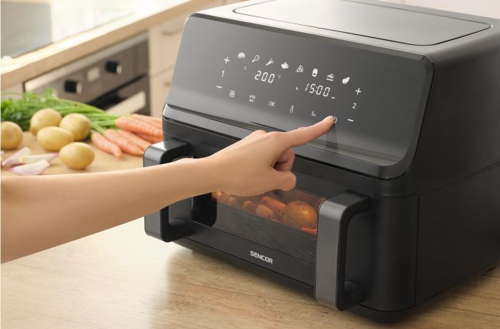 Мультипіч Sencor Dual Vita Fryer, 2700Вт, чаша-4.5+4.5л, сенсорне керув., 2 чаши, гриль, пластик, чорний