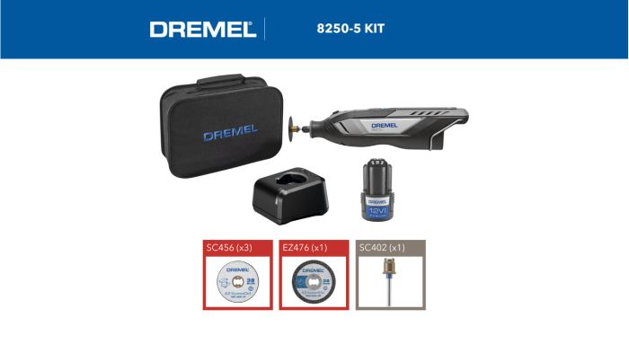 Шлифмашина шлифовально-гравировальная аккумуляторная Dremel 8250-5 12В 1х2А·час 5000-30000об/мин ЗП 0.59кг