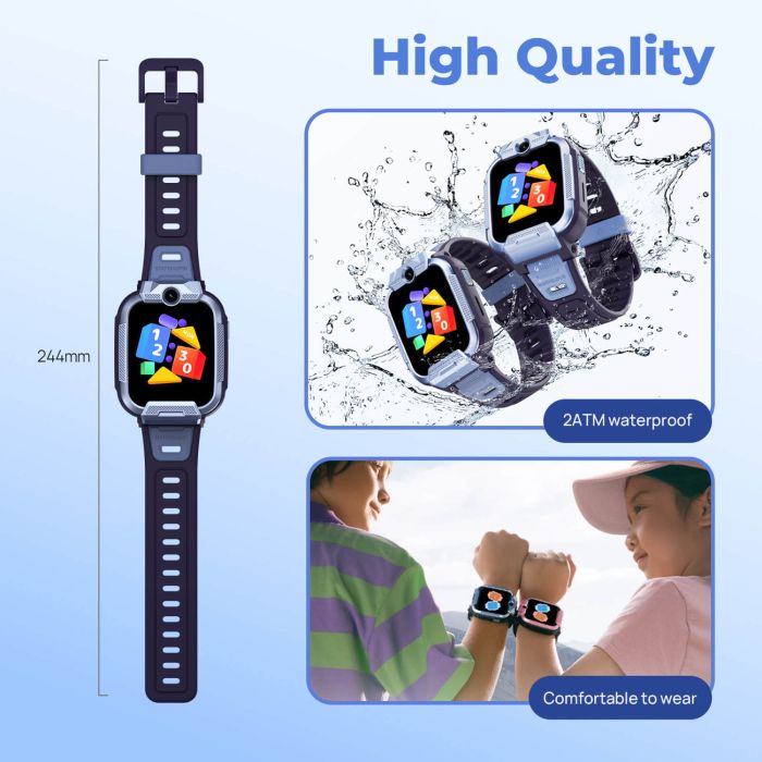 Дитячий годинник-телефон Mibro Z5, 1.69", 240x280, GPS, 2MP dual, 900мА·год, 2АТM, синій