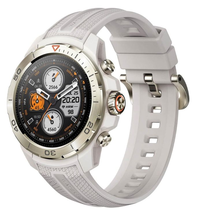 Смарт-годинник Mibro GS Explorer 48мм, 1.32", 466x466, AMOLED, BT 5.3, Dual-band GPS, 10 ATM, пісочно-білий