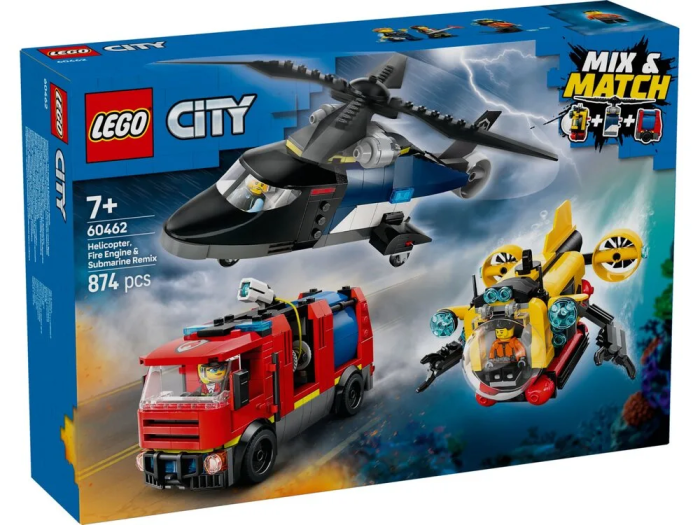 Конструктор LEGO City Ремікс вертольотів, пожежних машин і підводних човнів