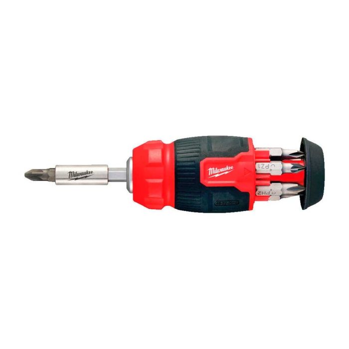 Отвертка Milwaukee, 8 насадок, рукоятка двухкомпонентная, PH1,PH2,PZ1,PZ2,T15,SL 0.6x4.5,SL 1.2x6.5мм