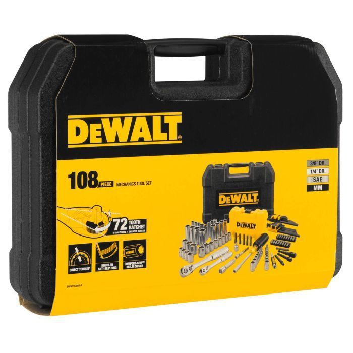 Набор головок, бит, шестигранных ключей DeWALT, 1/4", 3/8", кейс, 108шт.