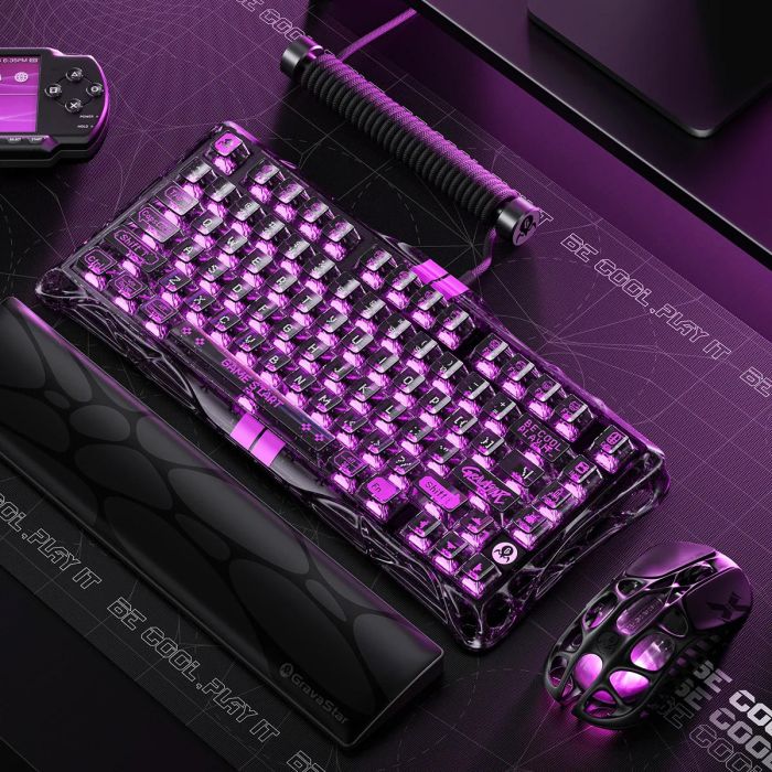 Клавиатура магнитная GravaStar Mercury V75 Lite 75keys, Blackcore, USB-A, Transparent Black