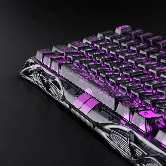 Клавиатура магнитная GravaStar Mercury V75 Lite 75keys, Blackcore, USB-A, Transparent Black