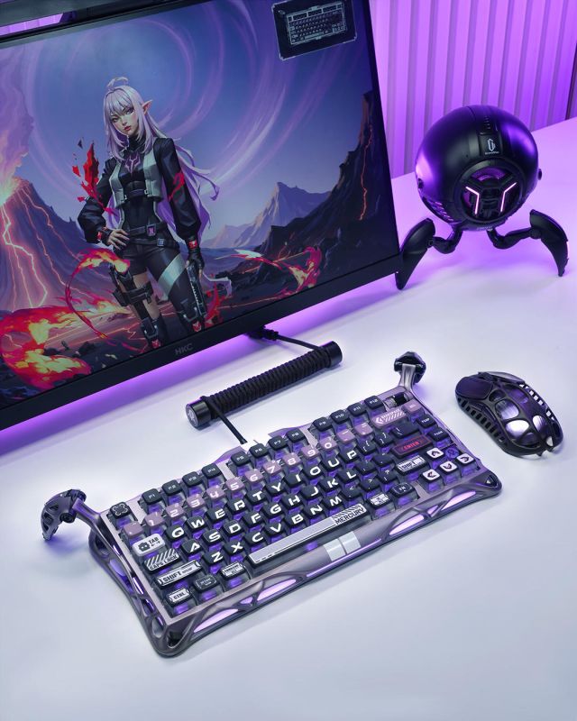 Клавиатура магнитная GravaStar Mercury V75 Pro 80keys, GravaStar x Gateron Jade Gaming, USB-A, 8k, RGB, Iron Purple