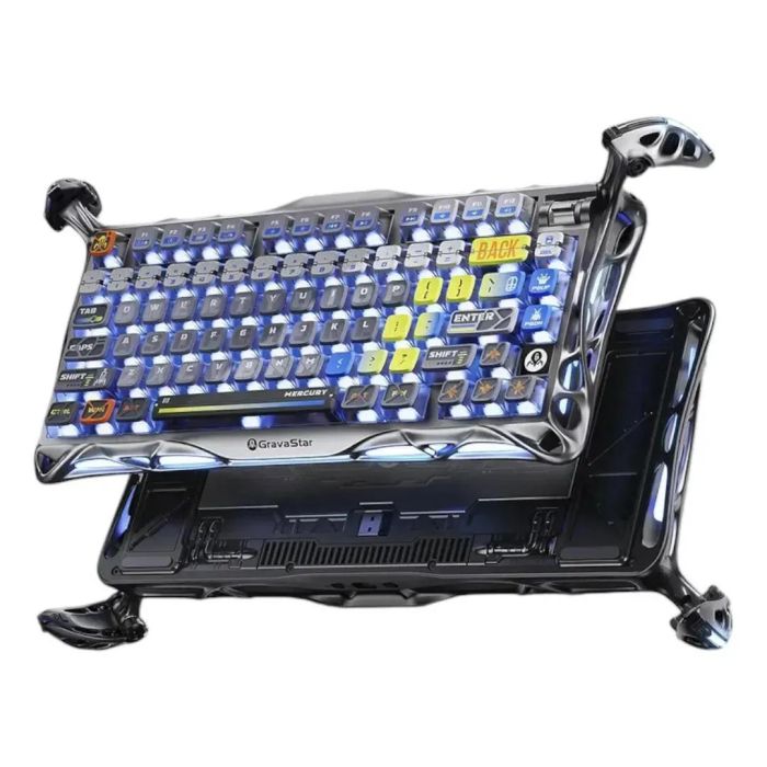 Клавиатура механическая GravaStar Mercury K1 Pro 80keys, GravaStar x Kailh Speedy Mint, BT/WL/USB, RGB, Interstellar Silver
