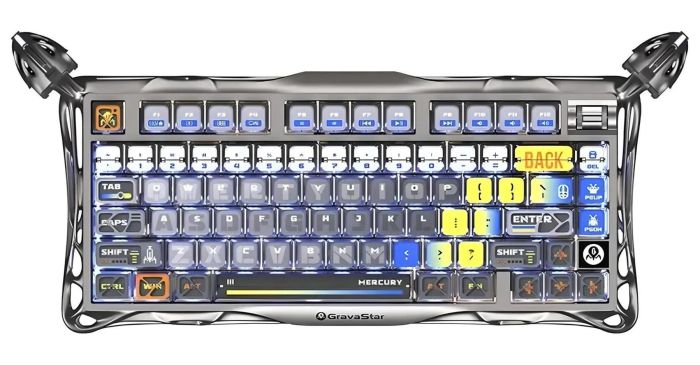 Клавиатура механическая GravaStar Mercury K1 Pro 80keys, GravaStar x Kailh Speedy Mint, BT/WL/USB, RGB, Interstellar Silver