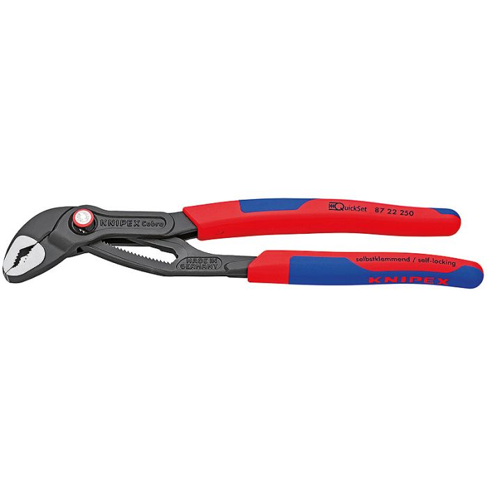 Клещи сантехнические KNIPEX Cobra QuickSet, 0-50мм, 250мм, фосфатированные 0.366кг