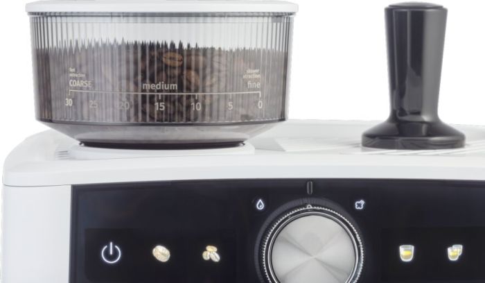 Кофеварка Gorenje рожковая 2.5л, кофемолка 0,25л,  капучинатор, кнопочное управл., белый