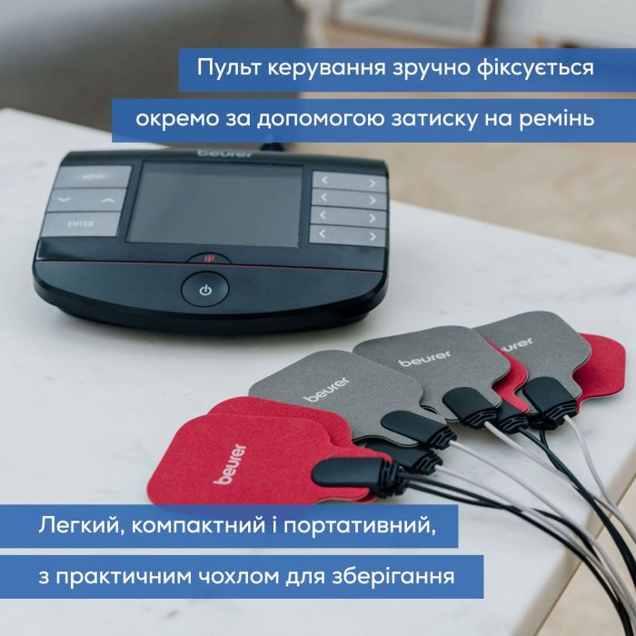 Электростимулятор Beurer для мышц, литий-ионный аккум., 4в1, дисплей, черный
