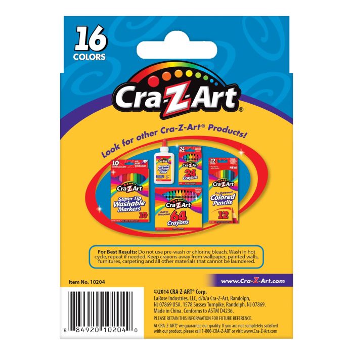 Мелки восковые Cra-Z-Art легкосмываемые, большие, 16шт