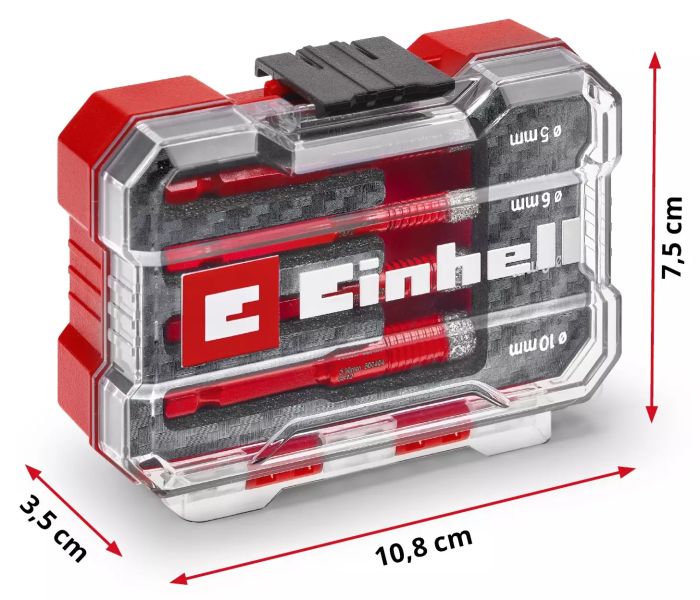 Сверло по кафелю и стеклу трубчатое Einhell 5/6/8/10мм XS-Case набор 4шт 0.12кг