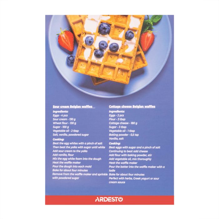 Вафельниця ARDESTO  1200Вт, прямокутні вафлі, глибокі пластини, корпус-пластик, чорний