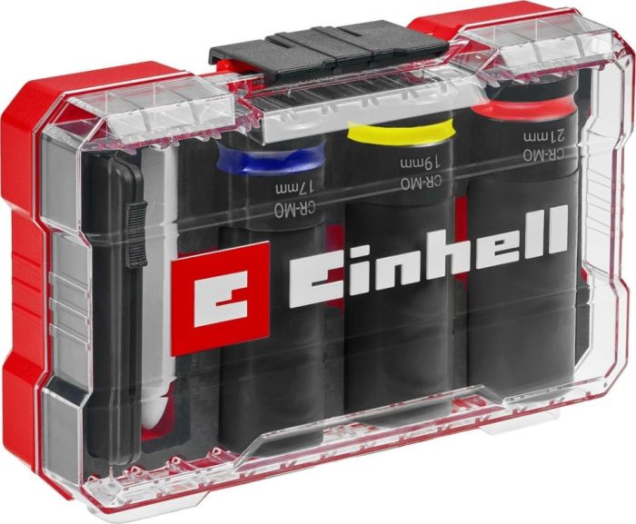 Набор ударных торцевых головок Einhell 80мм 1/2" мел, измеритель протектора кейс 3шт.