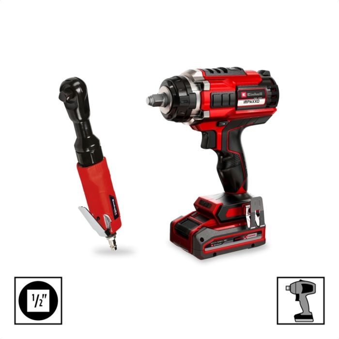 Набор ударных торцевых головок Einhell 80мм 1/2" мел, измеритель протектора кейс 3шт.