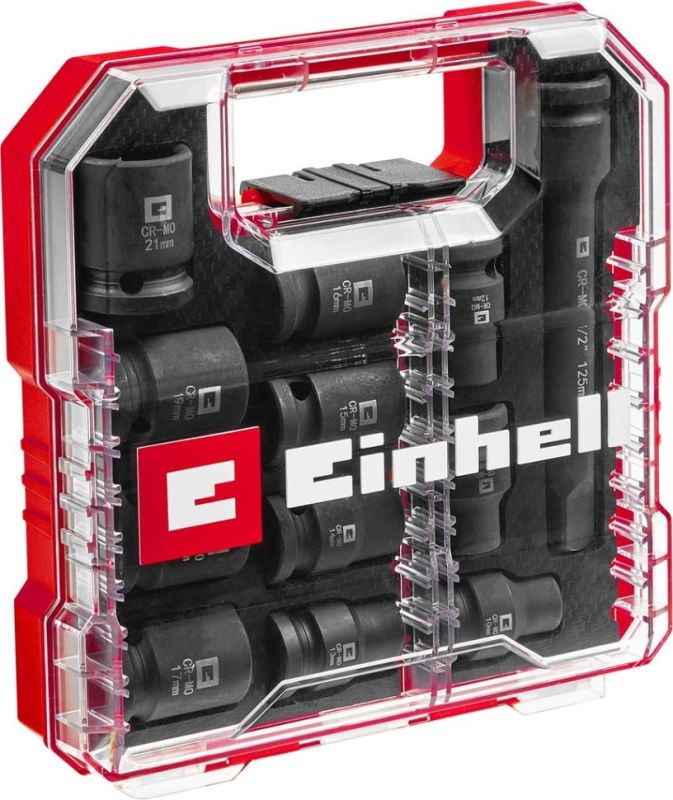 Набір ударних торцевих головок Einhell 40мм 1/2" 10-21 мм 12шт кейс 0.78кг