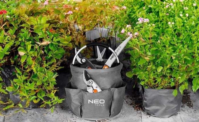 Сумка садовая Neo Tools 28x28x27см, до 15кг, 6 карманов оксфорд190г/м2, серый