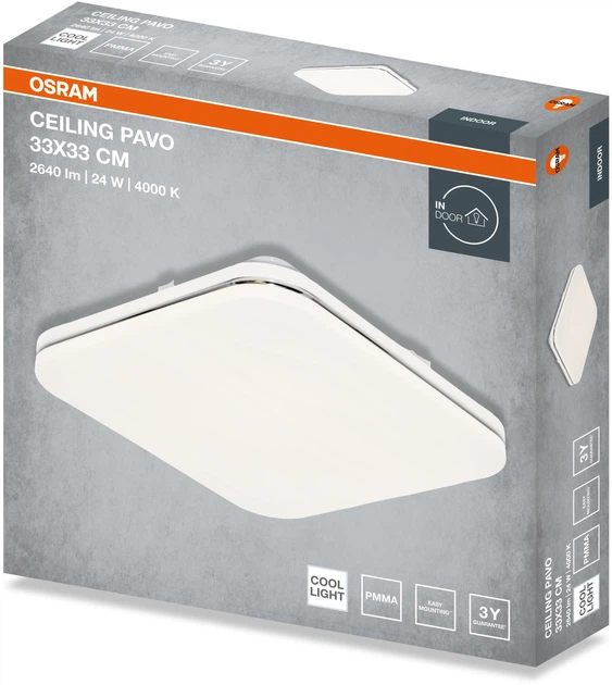 Светильник НСП OSRAM CEILING PAVO 33?33 см, квадратный, 24 Вт, 4000 К