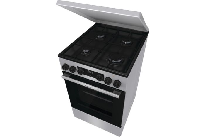 Плита Gorenje комби, 62л, 50x60см, метал. кришка, дисплей, эмалированные реш, титан