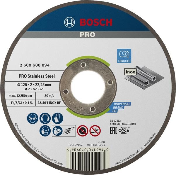 Диск відрізний Bosch Professional для нержавіючої сталі  125x2x22.23мм