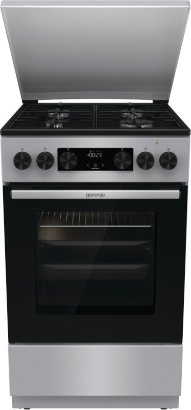 Плита Gorenje комби, 70л, 50x60см, метал. кришка, дисплей, IconLed, эмалированные реш, титан